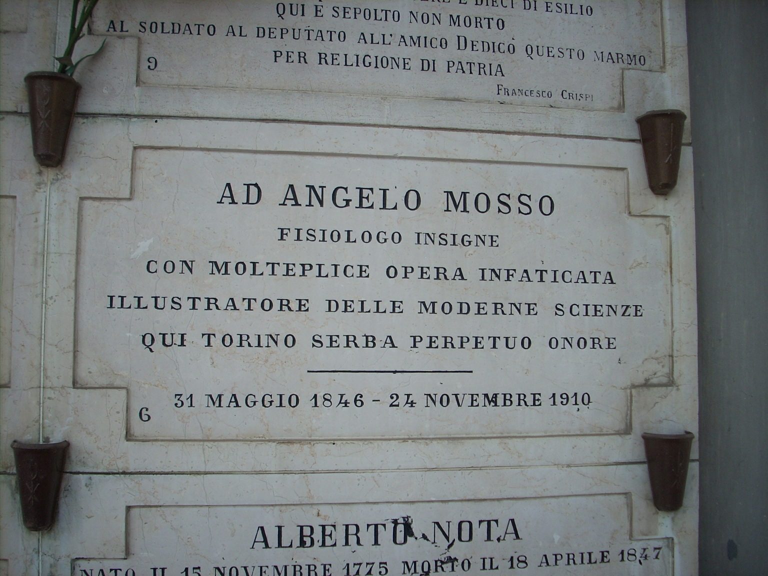 Angelo Mosso's tomb, Monumental Cemetery, Turin, Italy.JPG